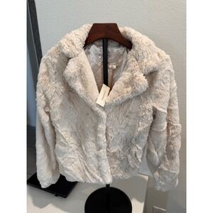 Francescas Kids Cream Faux Fur Jacket Size L Cozy Winter Coat